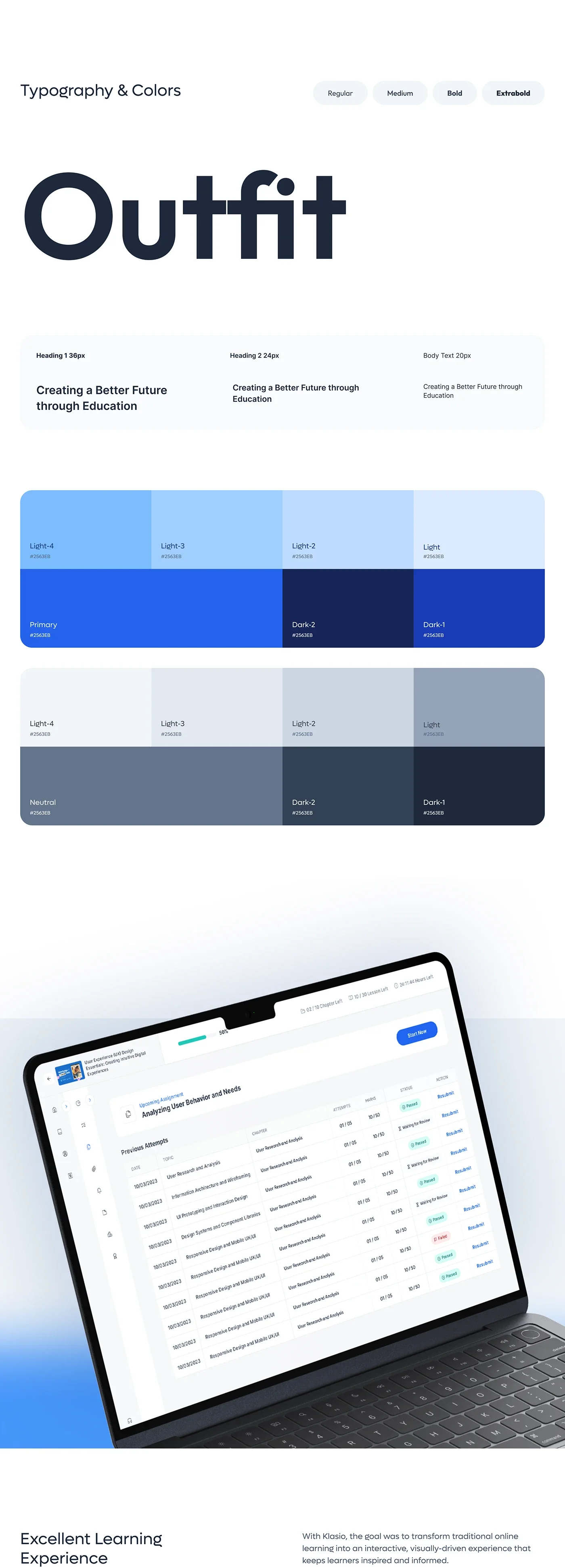 Klassio LMS AI-powered learning management dashboard — original design board 8