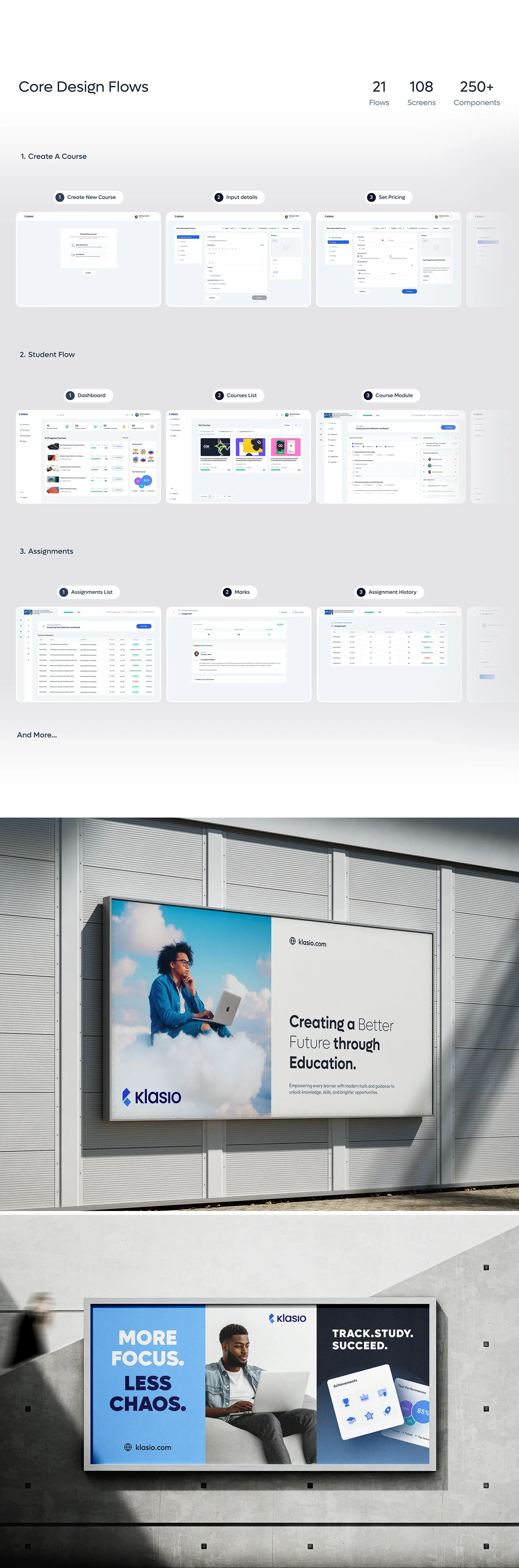 Klassio LMS AI-powered learning management dashboard — original design board 9