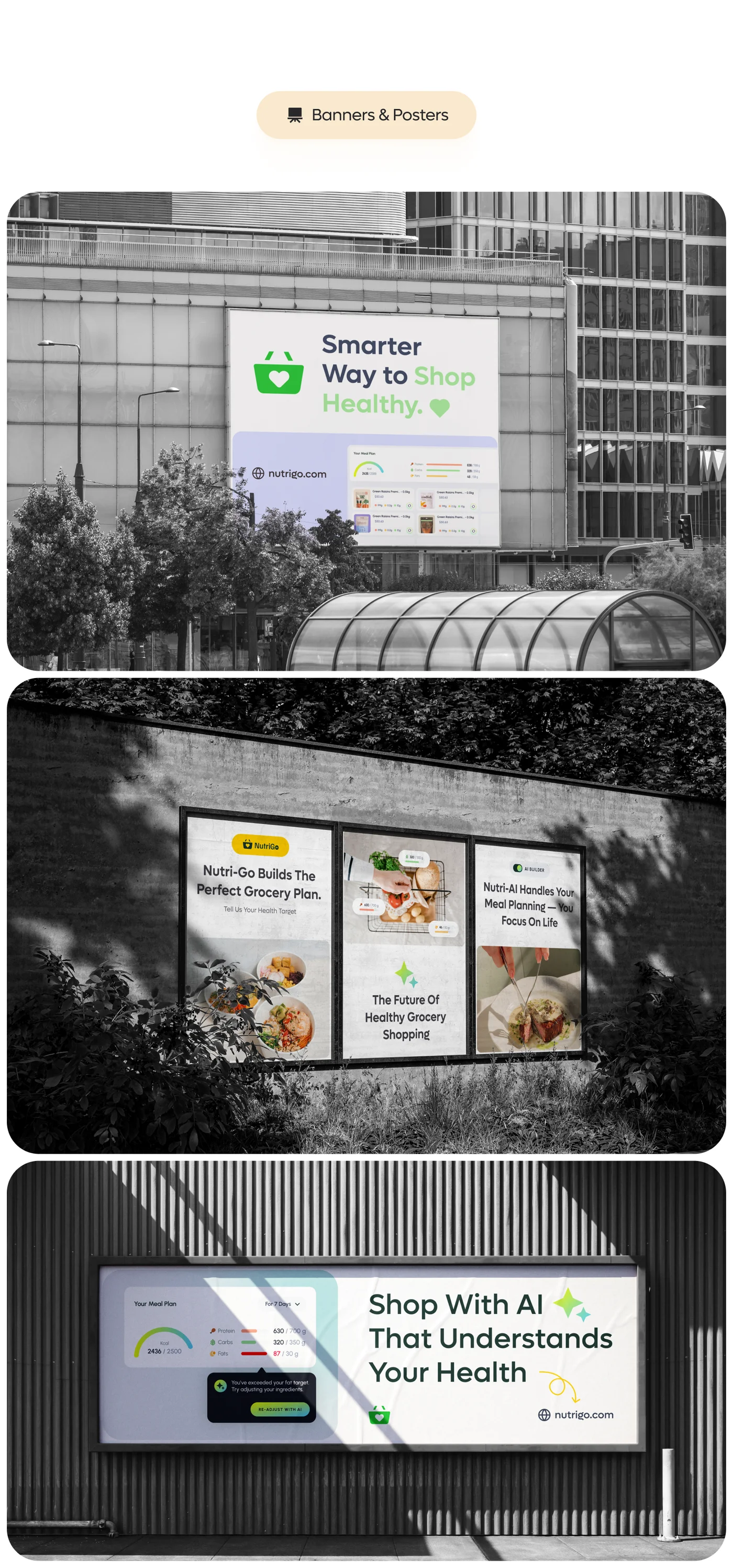 NutriGo AI nutrition and meal planning SaaS — original design board 10