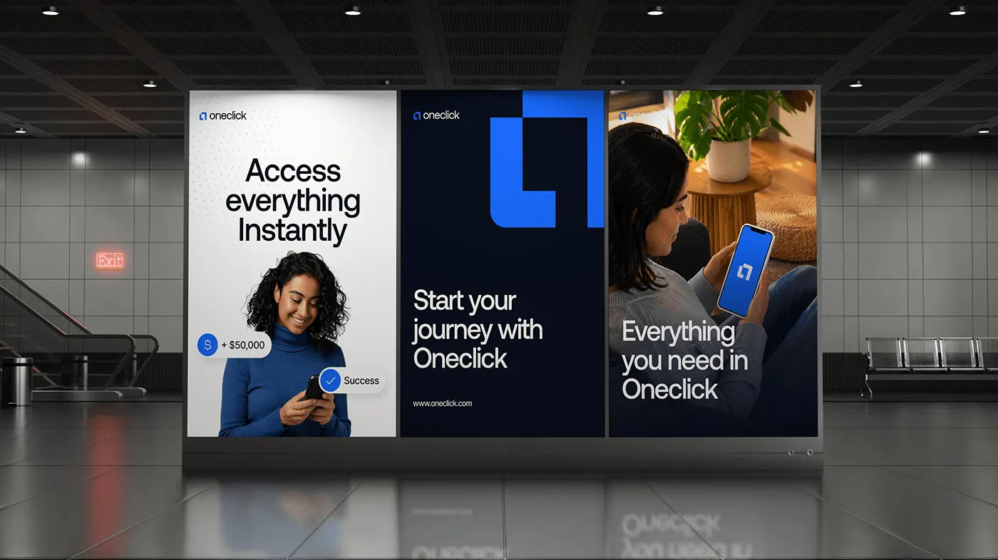 OneClick fintech brand identity by Jakaria Mahmud, board 16