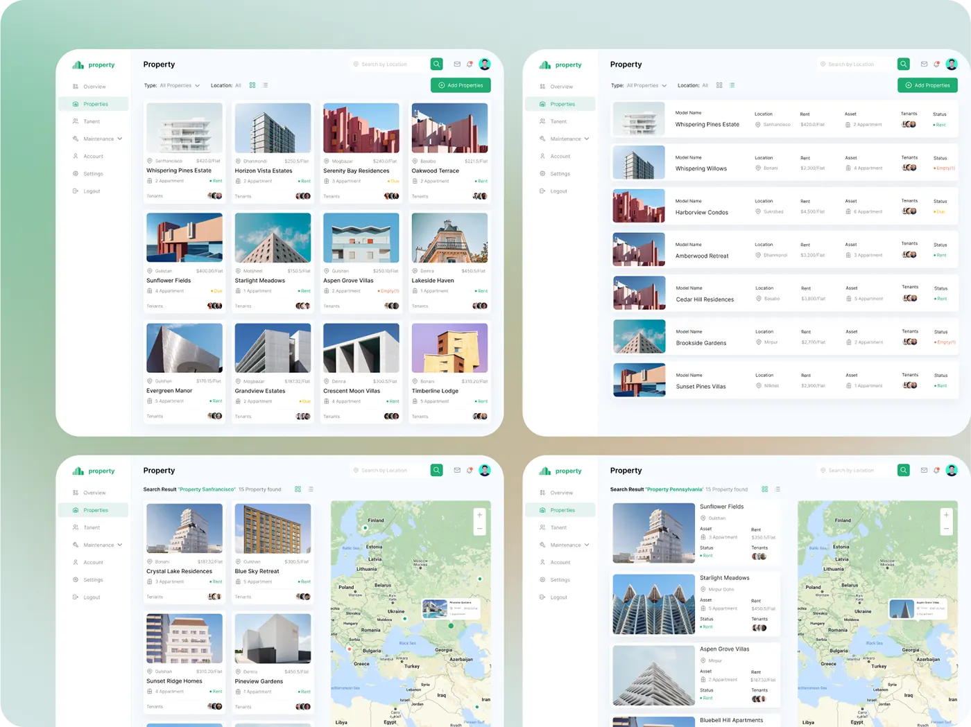 Property management app UI design by Jakaria Mahmud, board 3