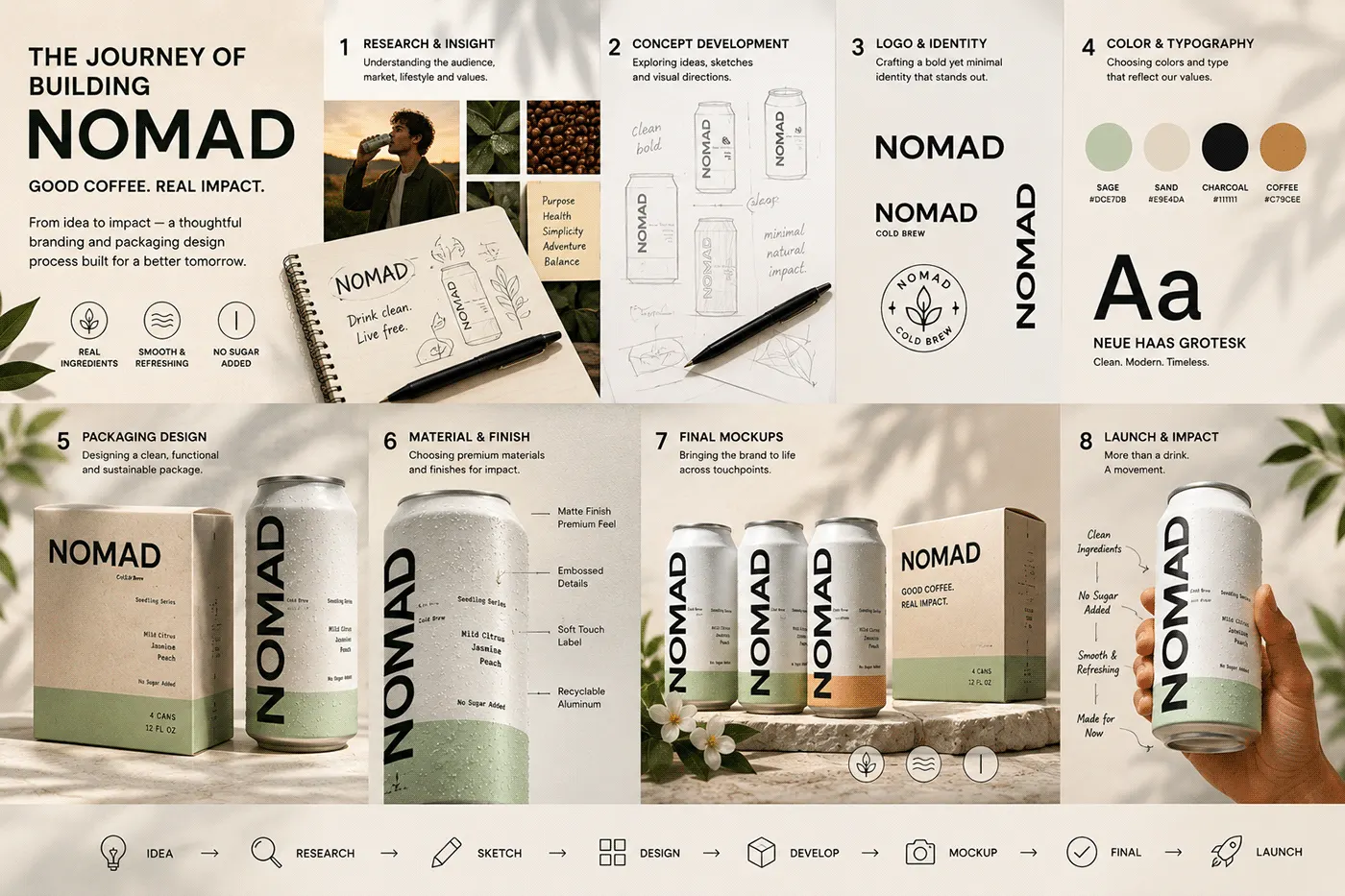 NOMAD Coffee brand identity and packaging by Jakaria Mahmud, board 2