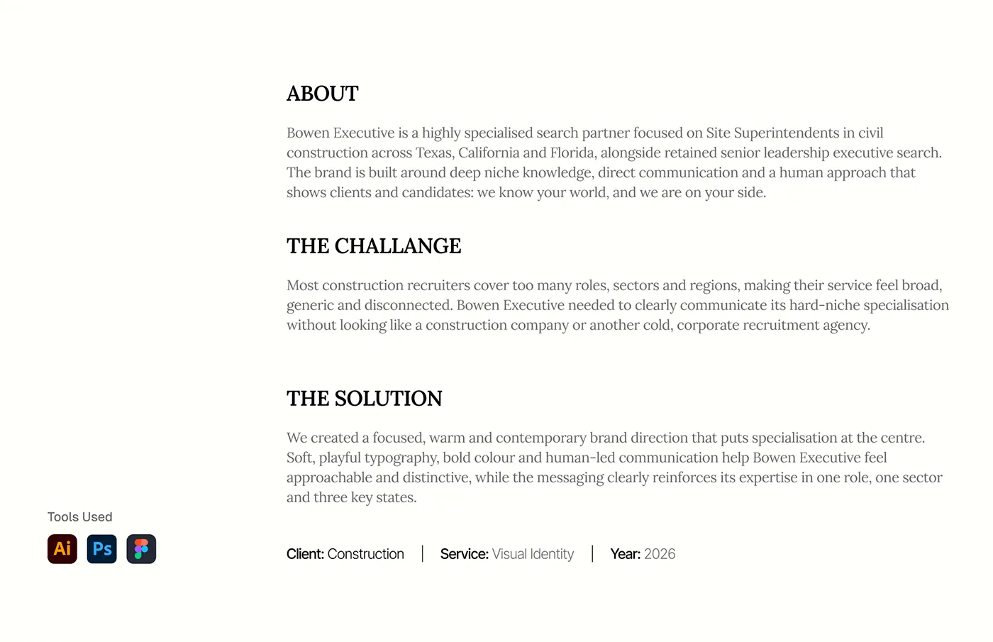 Bowen Executive construction recruitment brand identity by Jakaria Mahmud, board 2