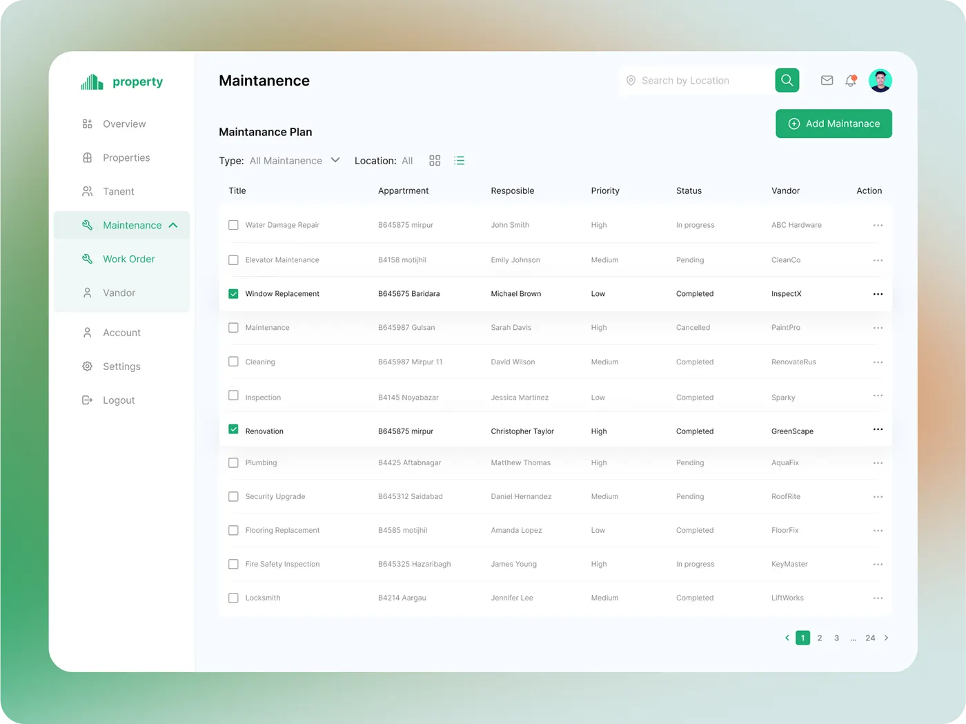 Property management app UI design by Jakaria Mahmud, board 7
