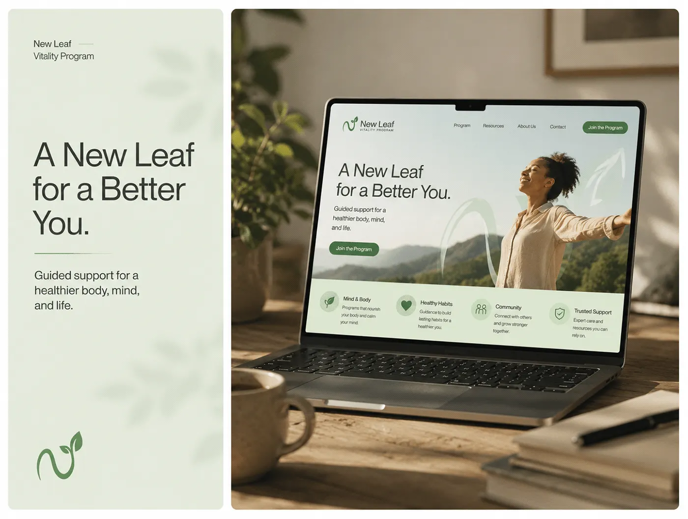 New Leaf Vitality wellness brand identity by Jakaria Mahmud, board 8