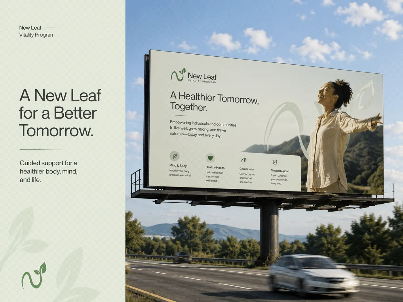 New Leaf Vitality wellness brand identity by Jakaria Mahmud, board 9