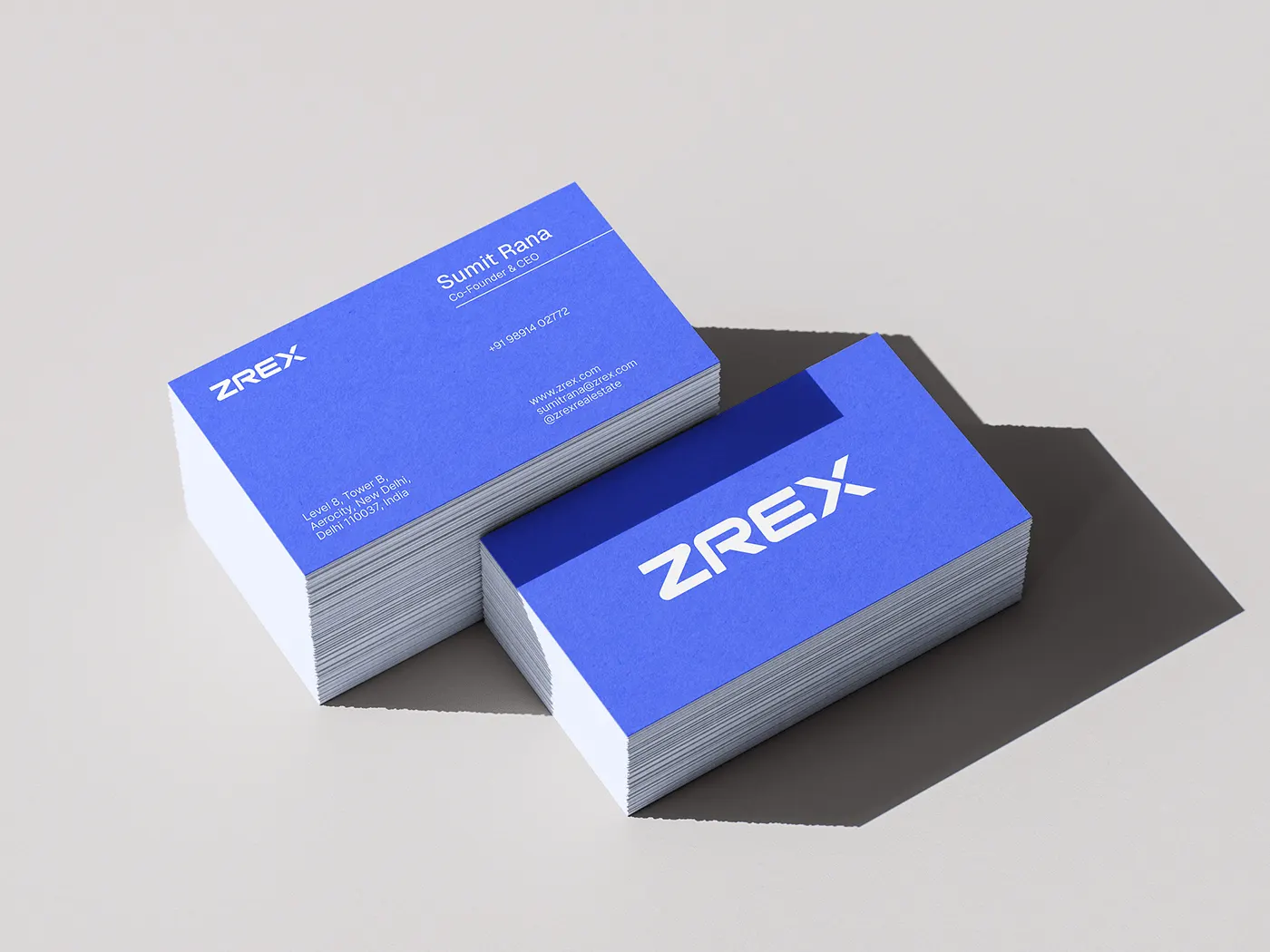 ZREX business cards in Spectrum Blue