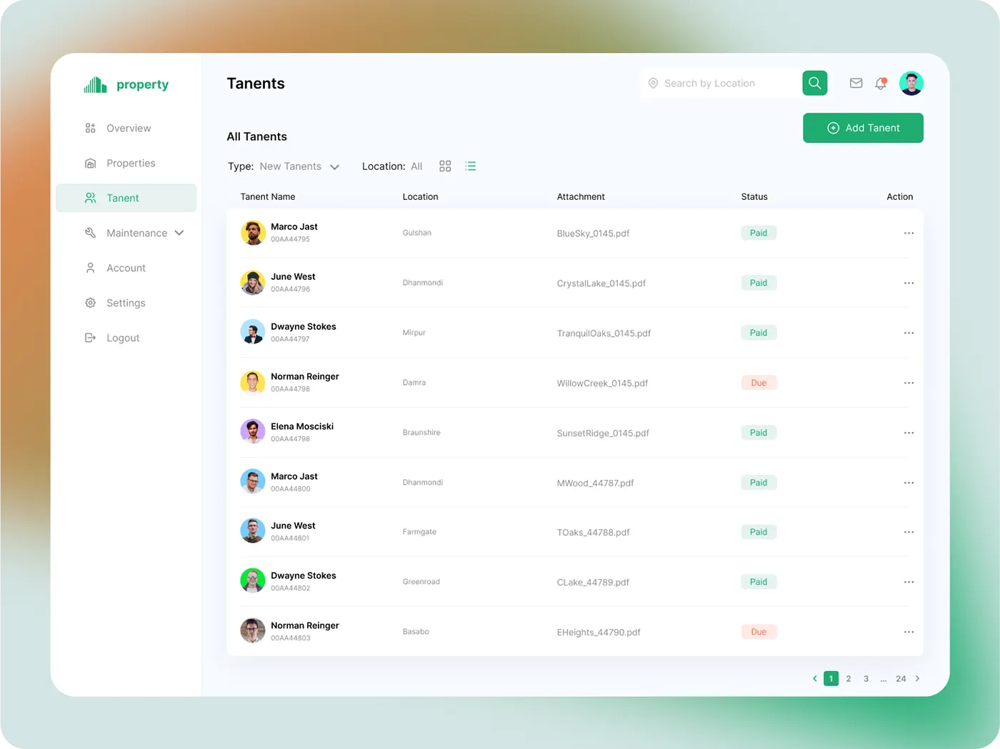 Property management app UI design by Jakaria Mahmud, board 9