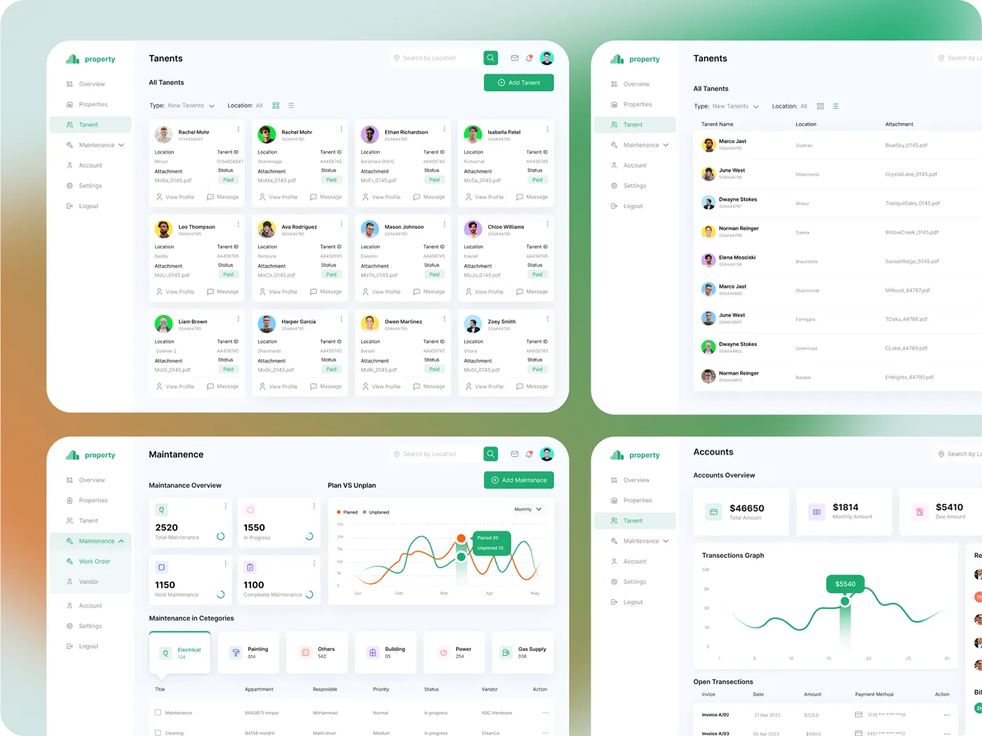 Property management app UI design by Jakaria Mahmud, board 5