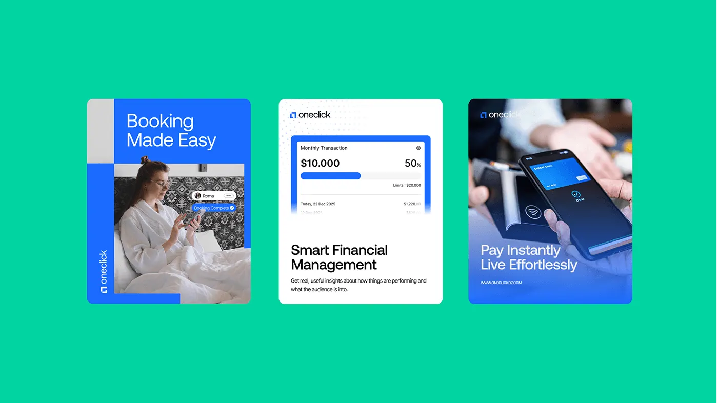 OneClick fintech brand identity by Jakaria Mahmud, board 15