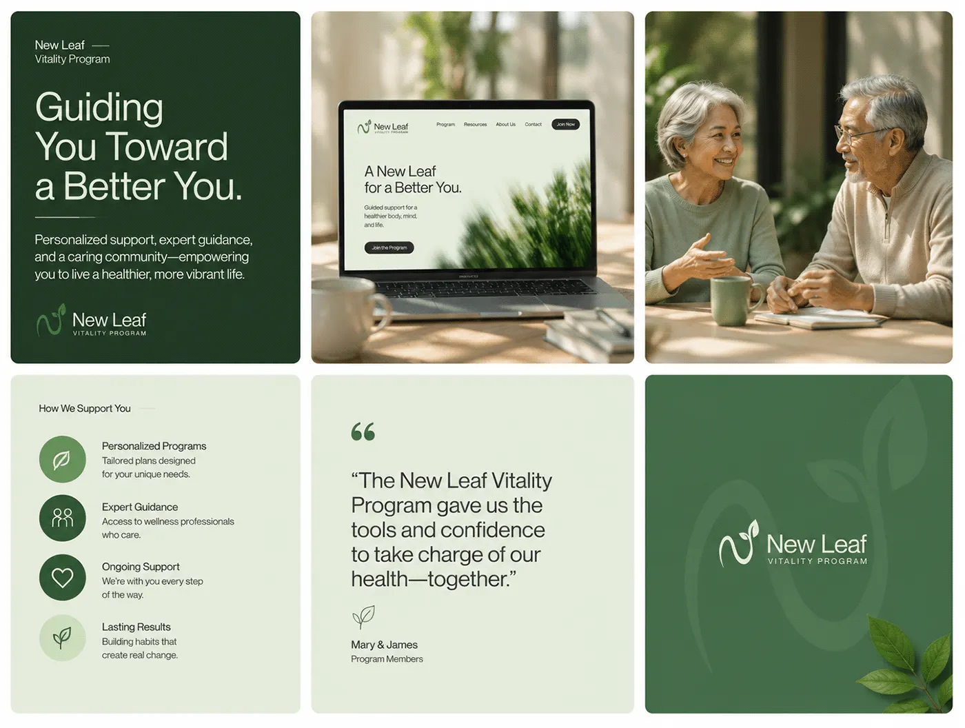 New Leaf Vitality wellness brand identity by Jakaria Mahmud, board 5