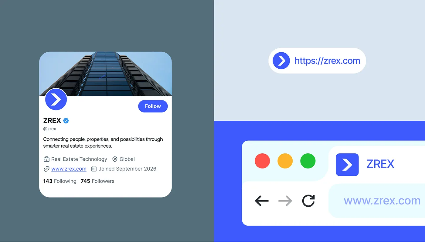 ZREX social media profile and website browser tab with the arrow favicon