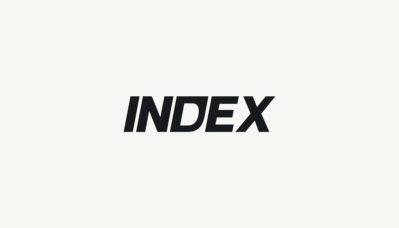 INDEX bold italic wordmark in black on an off white background