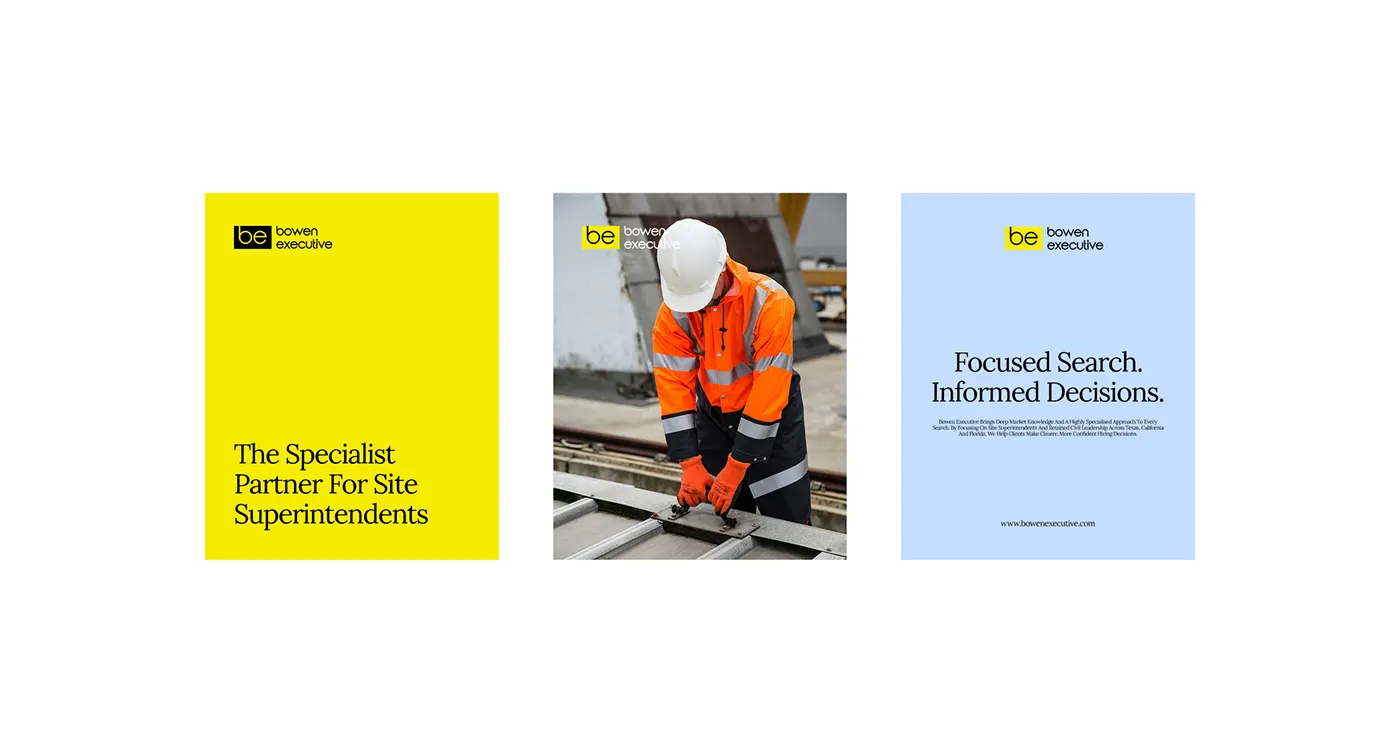 Bowen Executive construction recruitment brand identity by Jakaria Mahmud, board 11