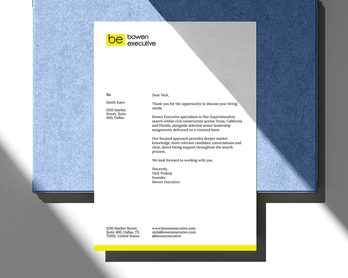 Bowen Executive construction recruitment brand identity by Jakaria Mahmud, board 10