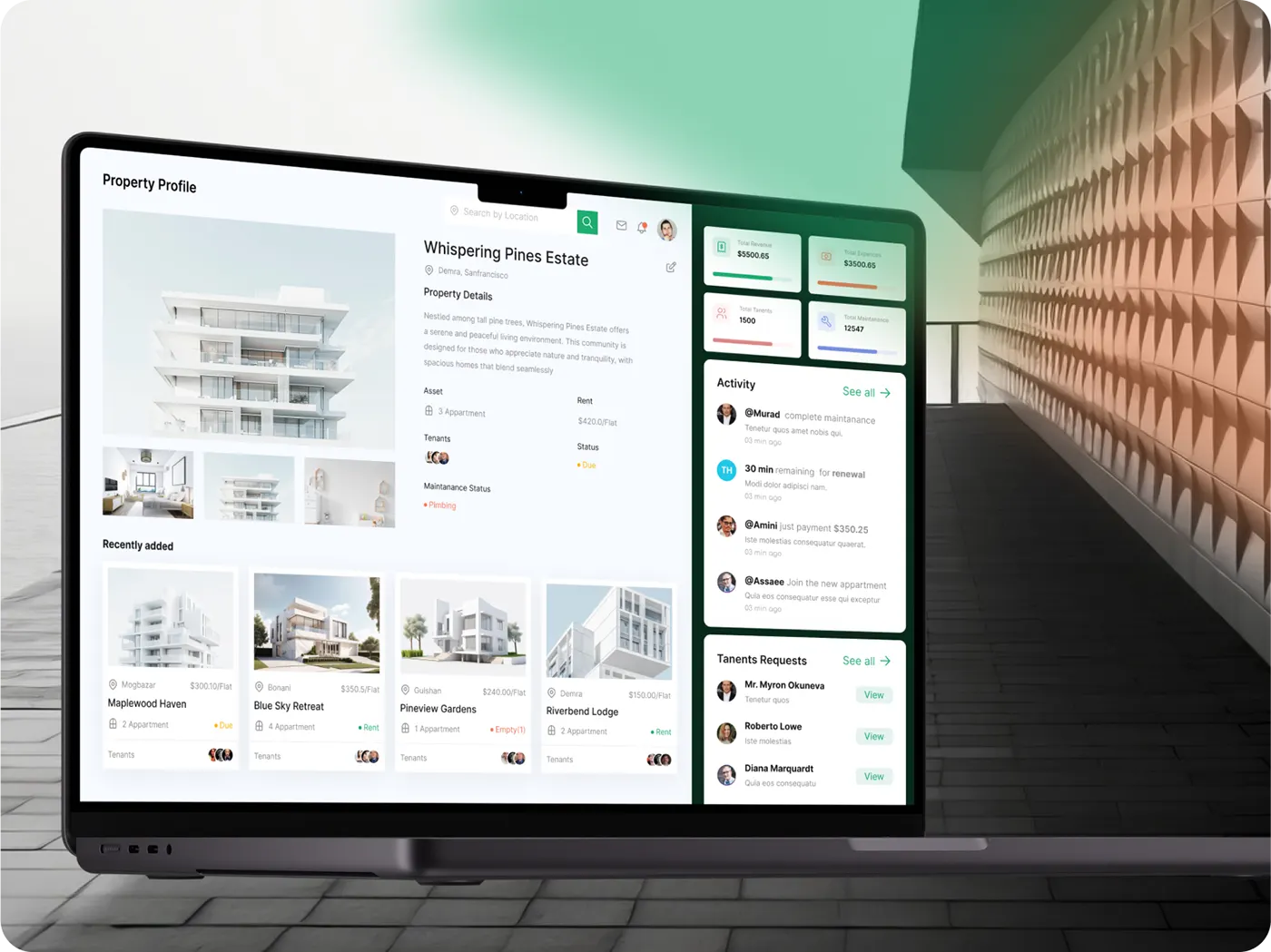 Property management app UI design by Jakaria Mahmud