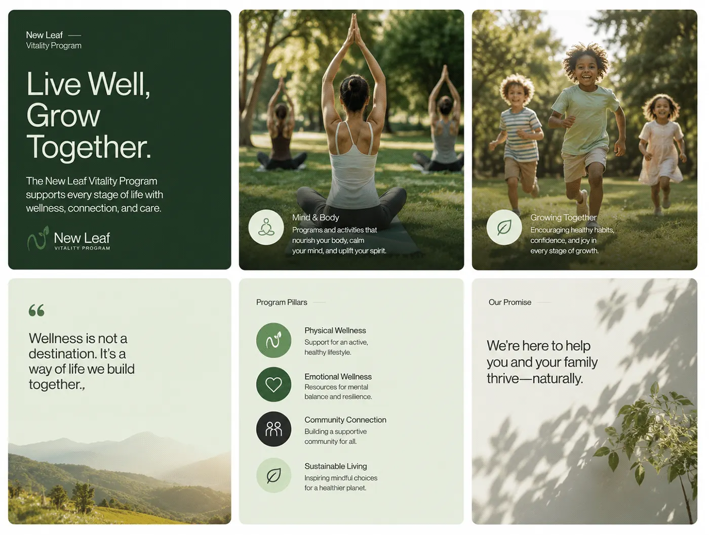 New Leaf Vitality wellness brand identity by Jakaria Mahmud, board 4