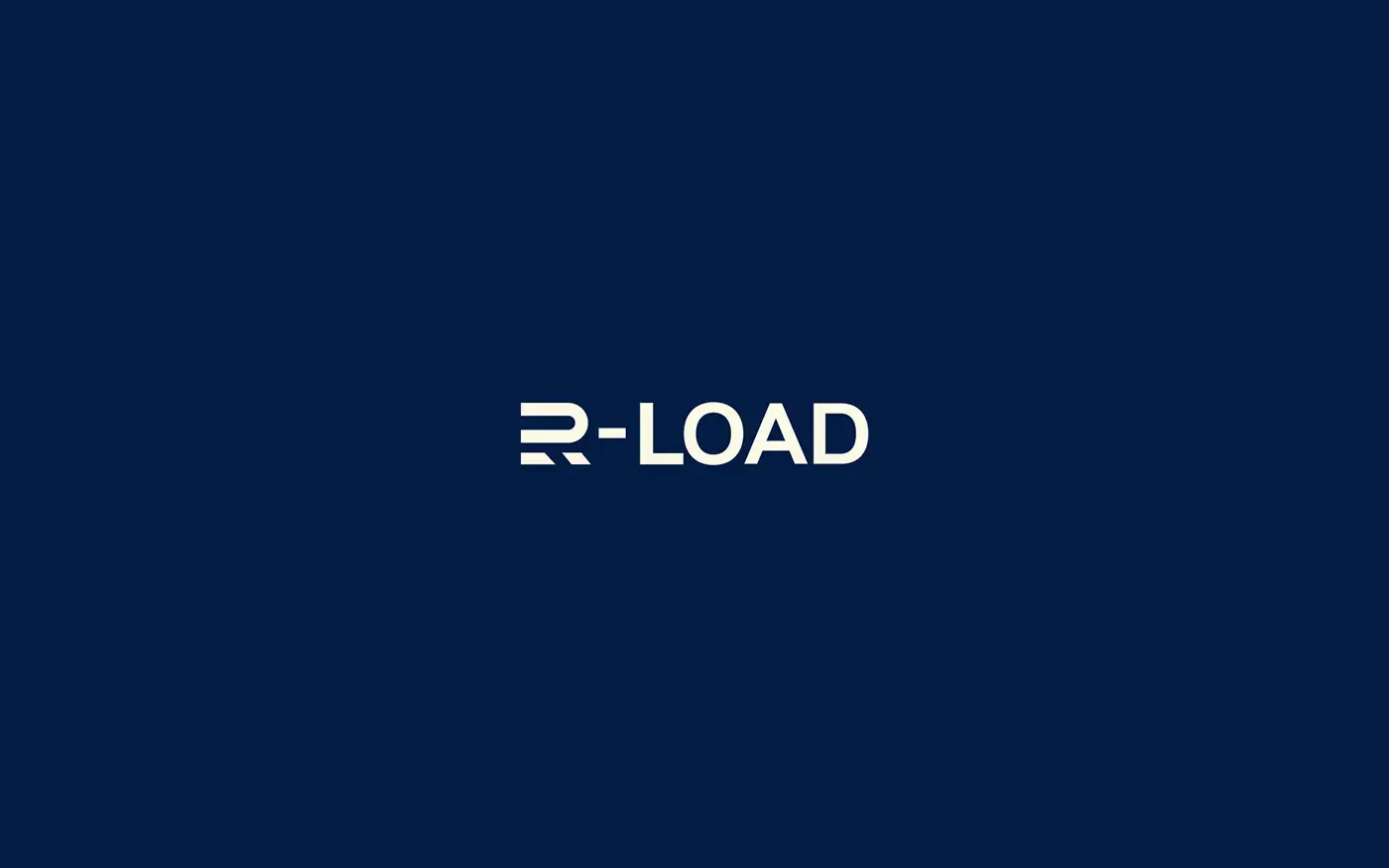 R-Load EV charging logo in white on a navy blue background