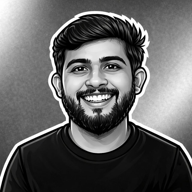 Illustrated portrait of Jakaria Mahmud, smiling